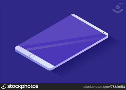 Smartphone isolated icon in isometric 3d style. Modern telephone and innovative technologies for users, mobile phone with wide screen and functions. Device for calls, gadget for internet usage vector. Smartphone with Blank Screen, Modern Phone Vector