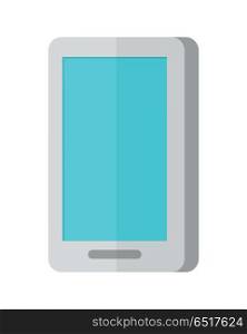 Smartphone Isolated on Background. Modern white touchscreen cellphone tablet smartphone isolated on white background. Empty screen in flat style