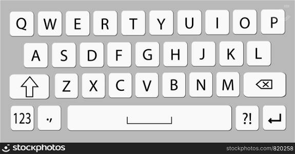 Smartphone keyboard, mobile phone keypad vector mockup. Keyboard for mobile device illustration