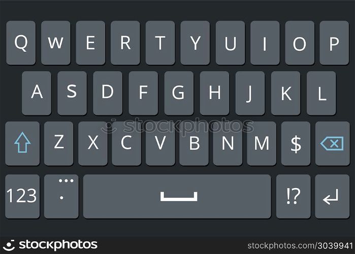 Smartphone keyboard, mobile phone keypad vector mockup. Smartphone keyboard, mobile phone keypad vector mockup. Keyboard for mobile device illustration