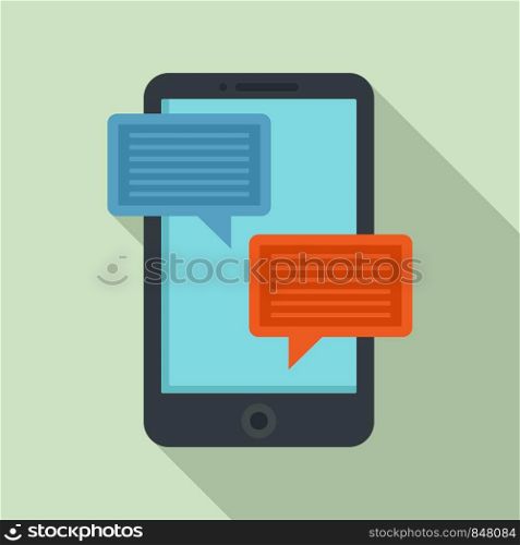 Smartphone learning chat icon. Flat illustration of smartphone learning chat vector icon for web design. Smartphone learning chat icon, flat style