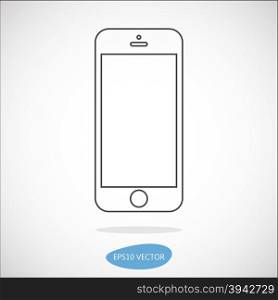 Smartphone line icon. Smartphone Icon - Isolated Vector Illustration. Simplified flat design. Outline Thin Icon.