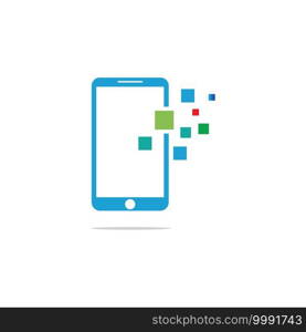 Smartphone logo design. Mobile phone concept sign. Modern electronic technology symbol Vector illustration.