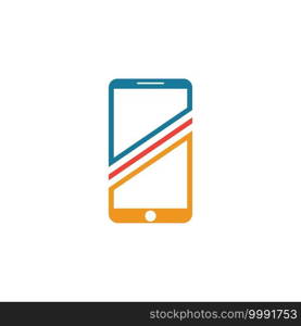 Smartphone logo design. Mobile phone concept sign. Modern electronic technology symbol Vector illustration.