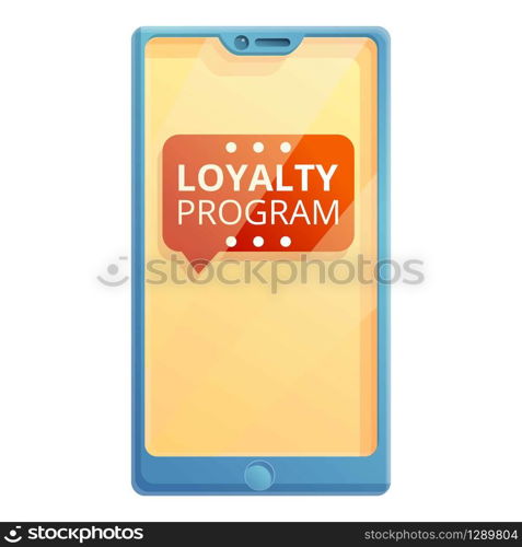 Smartphone loyalty program icon. Cartoon of smartphone loyalty program vector icon for web design isolated on white background. Smartphone loyalty program icon, cartoon style