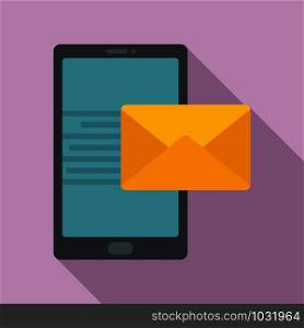 Smartphone mail inbox icon. Flat illustration of smartphone mail inbox vector icon for web design. Smartphone mail inbox icon, flat style
