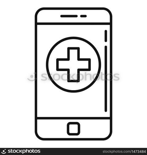 Smartphone medical help icon. Outline smartphone medical help vector icon for web design isolated on white background. Smartphone medical help icon, outline style