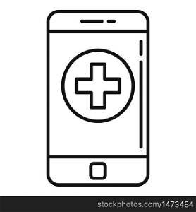 Smartphone medical help icon. Outline smartphone medical help vector icon for web design isolated on white background. Smartphone medical help icon, outline style