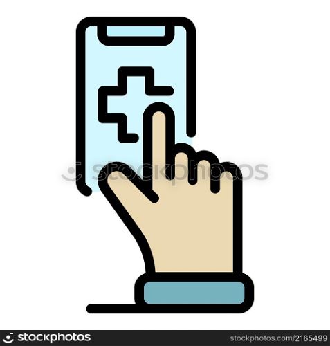 Smartphone medical protection icon. Outline smartphone medical protection vector icon color flat isolated. Smartphone medical protection icon color outline vector
