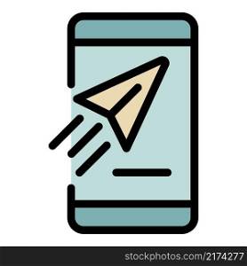 Smartphone messenger icon. Outline smartphone messenger vector icon color flat isolated. Smartphone messenger icon color outline vector