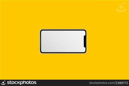 Smartphone mock up with blank screen, isolated on yellow. Vector illustration. Smartphone mock up with blank screen, isolated on yellow. Vector