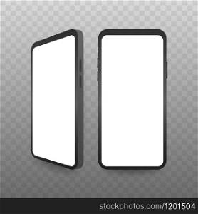 Smartphone mockup. Cellphone frame with blank display isolated templates. Vector stock illustration. Smartphone mockup. Cellphone frame with blank display isolated templates. Vector stock illustration.