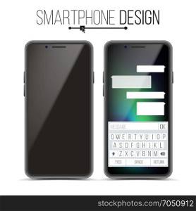 Smartphone Mockup Design Vector. Black Modern Trendy Mobile Phone Front View. Isolated On White Background. Realistic 3D Illustration. Smartphone Mockup Design Vector. Black Modern Trendy Mobile Phone Front View. Isolated On White Background. Realistic 3D