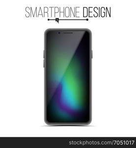 Smartphone Mockup Design Vector. Black Modern Trendy Mobile Phone Front View. Isolated On White Background. Realistic 3D Illustration. Smartphone Mockup Design Vector. Black Modern Trendy Mobile Phone Front View. Isolated On White Background. Realistic 3D