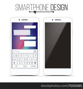 Smartphone Mockup Design Vector. White Modern Trendy Mobile Phone Front View. Isolated On White Background. Realistic 3D Illustration. Smartphone Mockup Design Vector. White Modern Trendy Mobile Phone Front View. Isolated On White Background. Realistic 3D