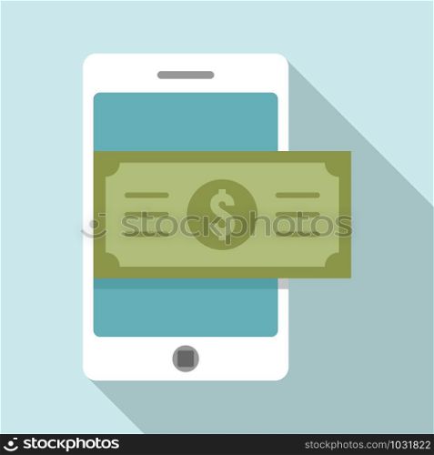 Smartphone money cash icon. Flat illustration of smartphone money cash vector icon for web design. Smartphone money cash icon, flat style
