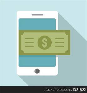 Smartphone money cash icon. Flat illustration of smartphone money cash vector icon for web design. Smartphone money cash icon, flat style
