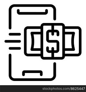 Smartphone money income icon outline vector. Computer work. Business passive. Smartphone money income icon outline vector. Computer work