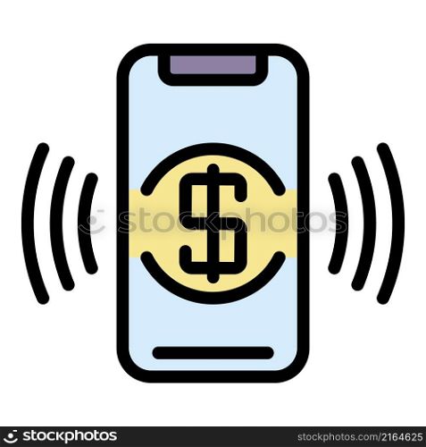 Smartphone money payment icon. Outline smartphone money payment vector icon color flat isolated. Smartphone money payment icon color outline vector