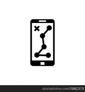 Smartphone Navigation. Flat Vector Icon. Simple black symbol on white background. Smartphone Navigation Flat Vector Icon