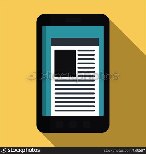 Smartphone newspaper icon. Flat illustration of smartphone newspaper vector icon for web design. Smartphone newspaper icon, flat style