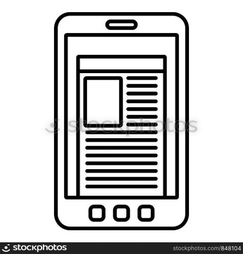 Smartphone newspaper icon. Outline smartphone newspaper vector icon for web design isolated on white background. Smartphone newspaper icon, outline style