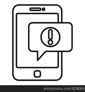Smartphone notification icon. Outline smartphone notification vector icon for web design isolated on white background. Smartphone notification icon, outline style