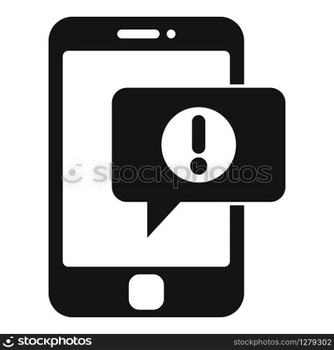 Smartphone notification icon. Simple illustration of smartphone notification vector icon for web design isolated on white background. Smartphone notification icon, simple style