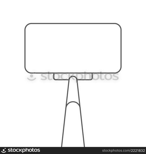 Smartphone on a selfie stick. Monopod selfie stick with empty cellphone screen. Flat line vector illustration isolated on white background.. Smartphone on a selfie stick. Flat line vector illustration isolated on white