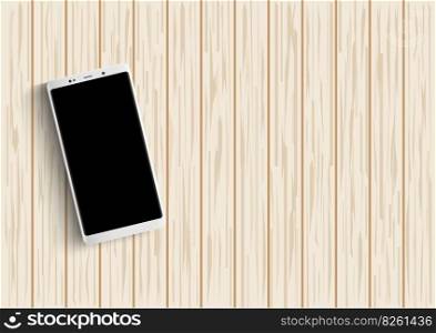 Smartphone on wooden table. Vector illustration.
