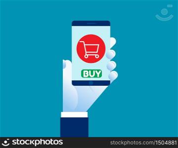 Smartphone online shopping. Concept Shopping online vector illustration, Internet shop, Mobile Marketing, E-commerce.