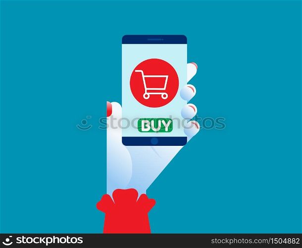 Smartphone online shopping. Concept Shopping online vector illustration, Internet shop, Mobile Marketing, E-commerce.
