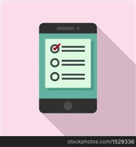 Smartphone online survey icon. Flat illustration of smartphone online survey vector icon for web design. Smartphone online survey icon, flat style