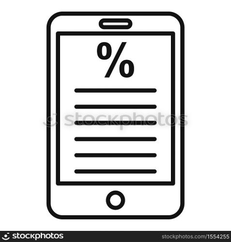Smartphone online tax icon. Outline smartphone online tax vector icon for web design isolated on white background. Smartphone online tax icon, outline style