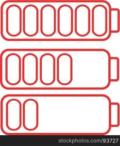 Smartphone or cell phone low battery icon. Low energy symbol. Flat vector illustration.. Smartphone or cell phone low battery icon. Low energy symbol. Flat vector illustration. Red and white.