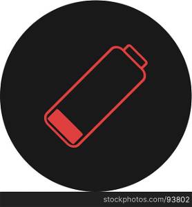 Smartphone or cell phone low battery icon. Low energy symbol. Flat vector illustration.. Smartphone or cell phone low battery icon. Low energy symbol. Flat vector illustration. Red and black