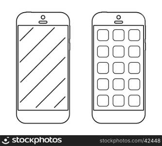 Smartphone outline icon. Smartphone outline icon. Two smartphones. Vector illustration