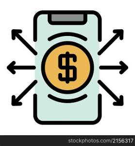 Smartphone payment icon. Outline smartphone payment vector icon color flat isolated. Smartphone payment icon color outline vector
