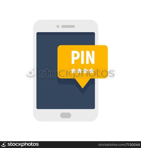 Smartphone pin code banking icon. Flat illustration of smartphone pin code banking vector icon for web design. Smartphone pin code banking icon, flat style