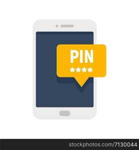 Smartphone pin code banking icon. Flat illustration of smartphone pin code banking vector icon for web design. Smartphone pin code banking icon, flat style