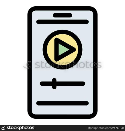 Smartphone player icon. Outline smartphone player vector icon color flat isolated. Smartphone player icon color outline vector