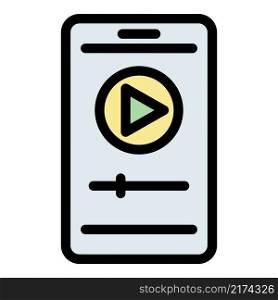 Smartphone player icon. Outline smartphone player vector icon color flat isolated. Smartphone player icon color outline vector