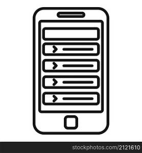 Smartphone playlist app icon outline vector. Player interface. Radio audio. Smartphone playlist app icon outline vector. Player interface