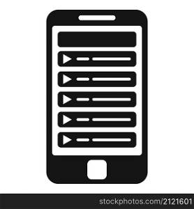 Smartphone playlist app icon simple vector. Player interface. Radio audio. Smartphone playlist app icon simple vector. Player interface