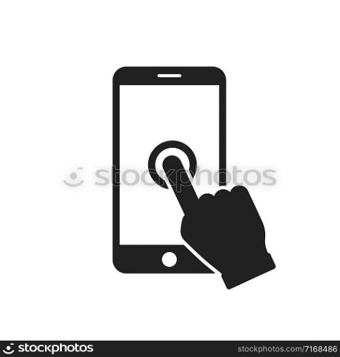 Smartphone pointer icon. Cursor pointer symbol illustration. Vector tap hand icon. Social concept. Telephone symbol. EPS 10