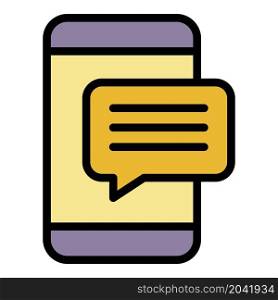 Smartphone popup message icon. Outline smartphone popup message vector icon color flat isolated. Smartphone popup message icon color outline vector