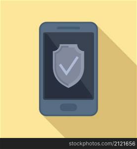 Smartphone protection icon flat vector. Online phone. Mobile payment. Smartphone protection icon flat vector. Online phone