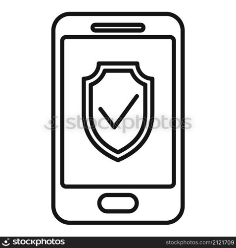 Smartphone protection icon outline vector. Online phone. Mobile payment. Smartphone protection icon outline vector. Online phone