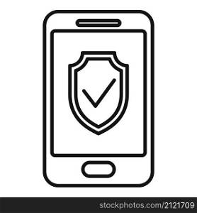 Smartphone protection icon outline vector. Online phone. Mobile payment. Smartphone protection icon outline vector. Online phone