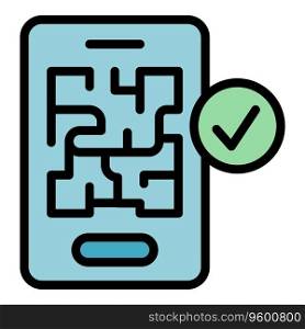 Smartphone qr code icon outline vector. Test pcr. Health travel color flat. Smartphone qr code icon vector flat